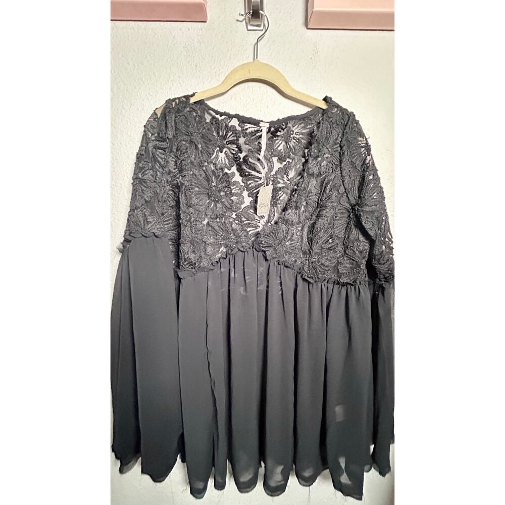 NEW Free People Magdalene Crochet Tunic Lace Top Black Small Boho Femme Goth - Picture 11 of 11